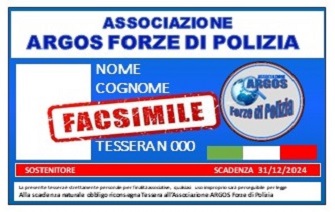 Tessera Adesione ARGOS 2024 - 2025 - Forze di POLIZIA